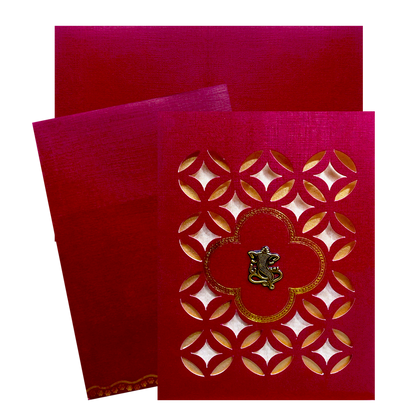 Red Laser-Cut Wedding Card-KNK30490