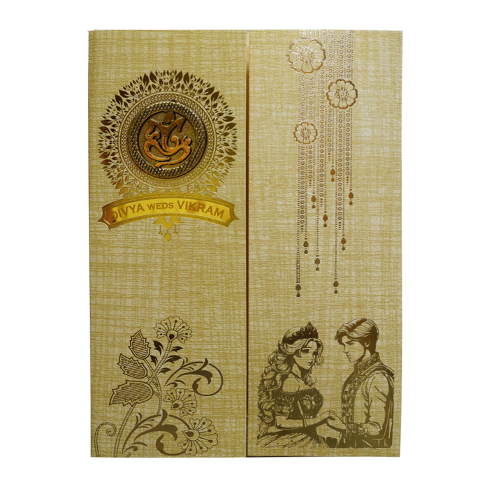 Mustard Yellow Door Style Wedding Card-King of Cards