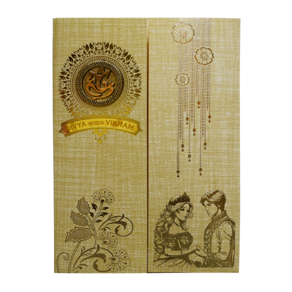 Mustard Yellow Door Style Wedding Card-King of Cards