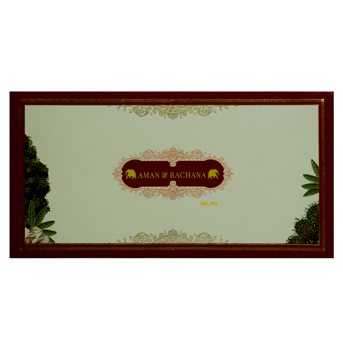 Maroon Elegant Padded Marriage Card-King of Cards