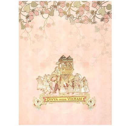 Pink Classic Floral Design With Elephant and Bride Groom Card-KNKC4054-King of Cards