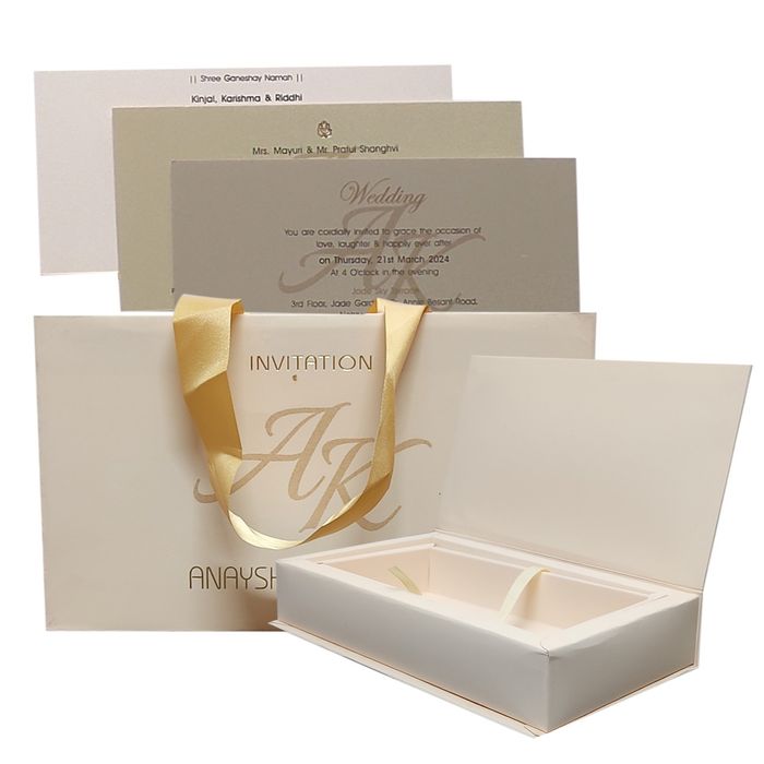 White Floral Sweet Box Invitation Card-King of Cards