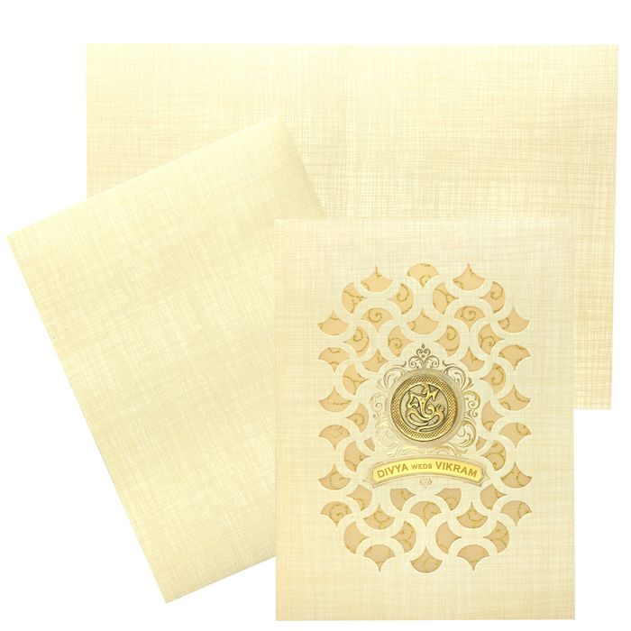 Sandal Metallic Royal Die Cut With Wolly Foil Invitation-KNK7037S-King of Cards