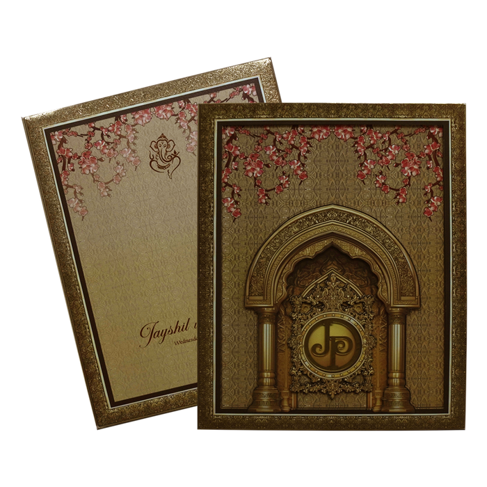 Cream Premium MDF Pop up Wedding Invitation-King of Cards