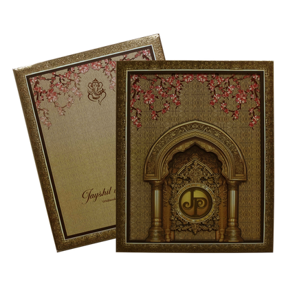 Cream Premium MDF Pop up Wedding Invitation-King of Cards