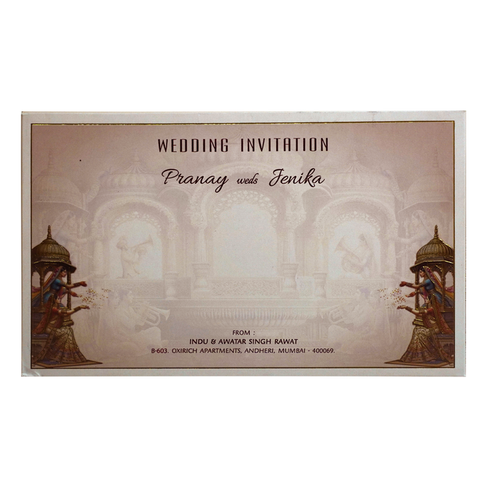 Light Cream Royal Padded Wedding Card-King of Cards