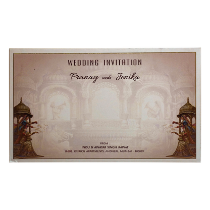 Light Cream Royal Padded Wedding Card-King of Cards