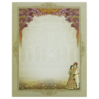 Olive Green Bride Groom Box Wedding Invitation-KNKN6313