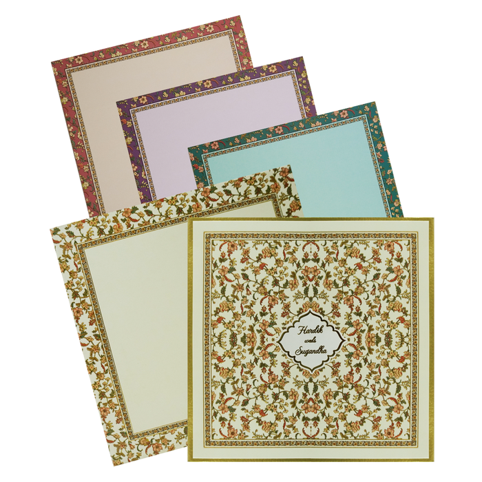 Lime Yellow Floral Padded Wedding Invitation-King of Cards