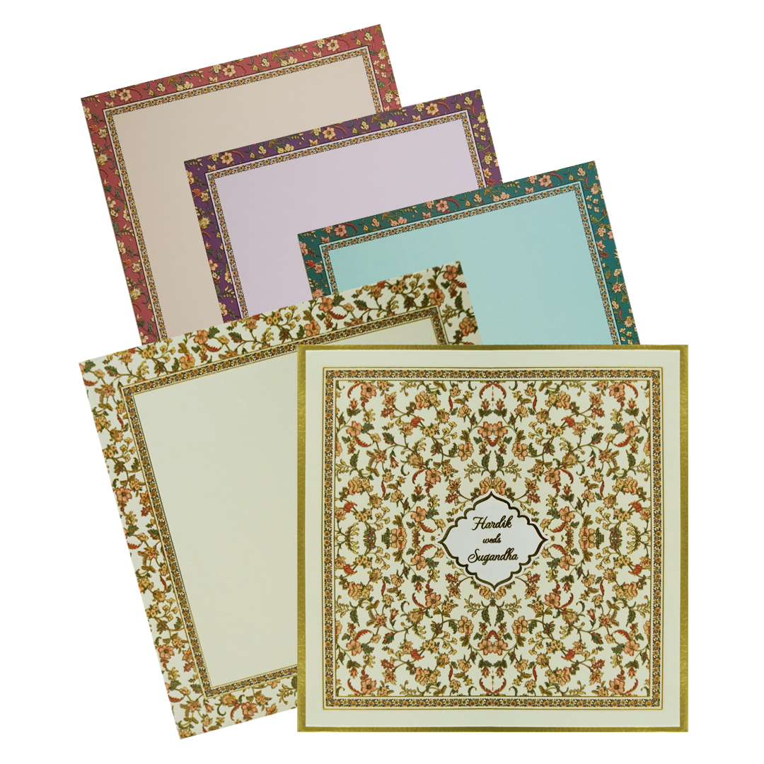 Lime Yellow Floral Padded Wedding Invitation-Kac05590