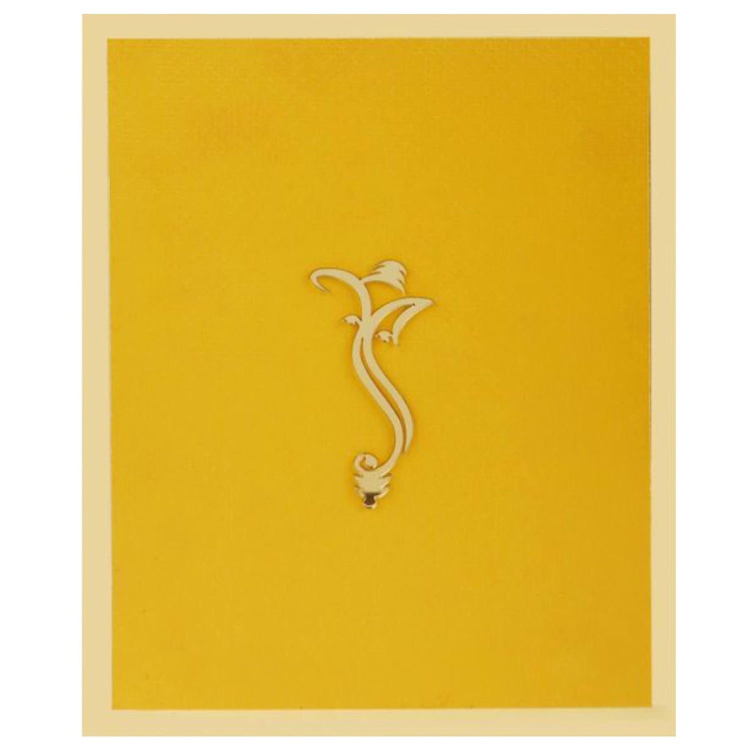 Plain Yellow Shading Ganesha Padded Wedding Card  - KNK1584