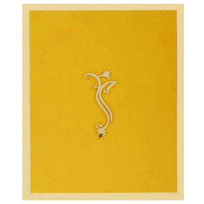 Plain Yellow Shading Ganesha Padded Wedding Card  - KNK1584
