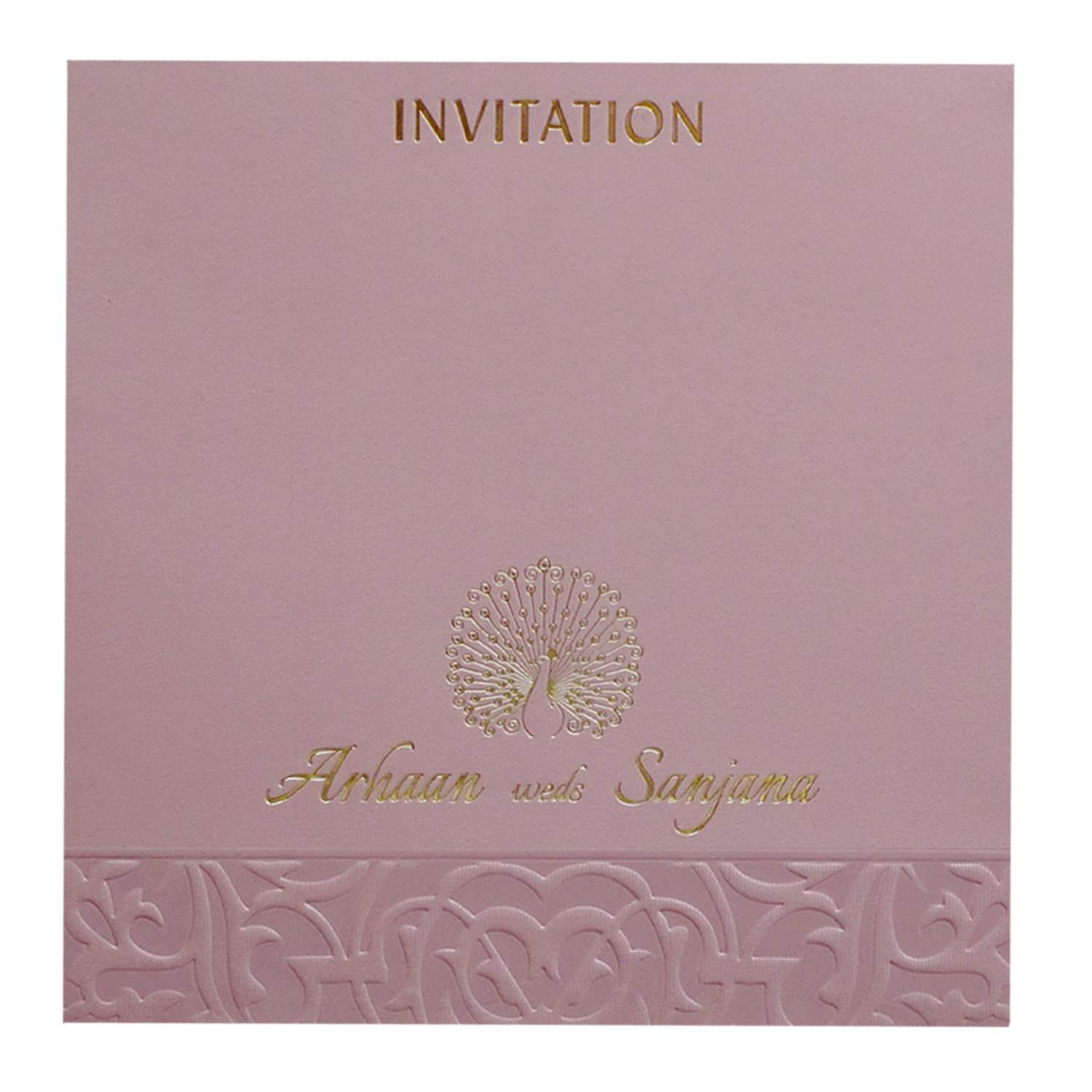 Pink Floral Textured Invitation Card-KRC30391