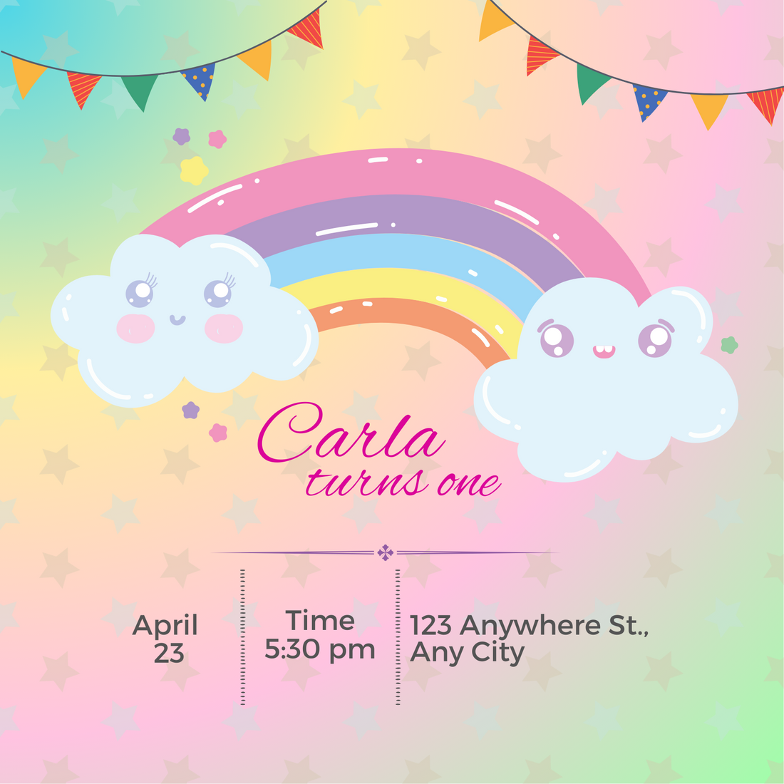 Pink Dreamy Unicorn Invitation-AAUNI002