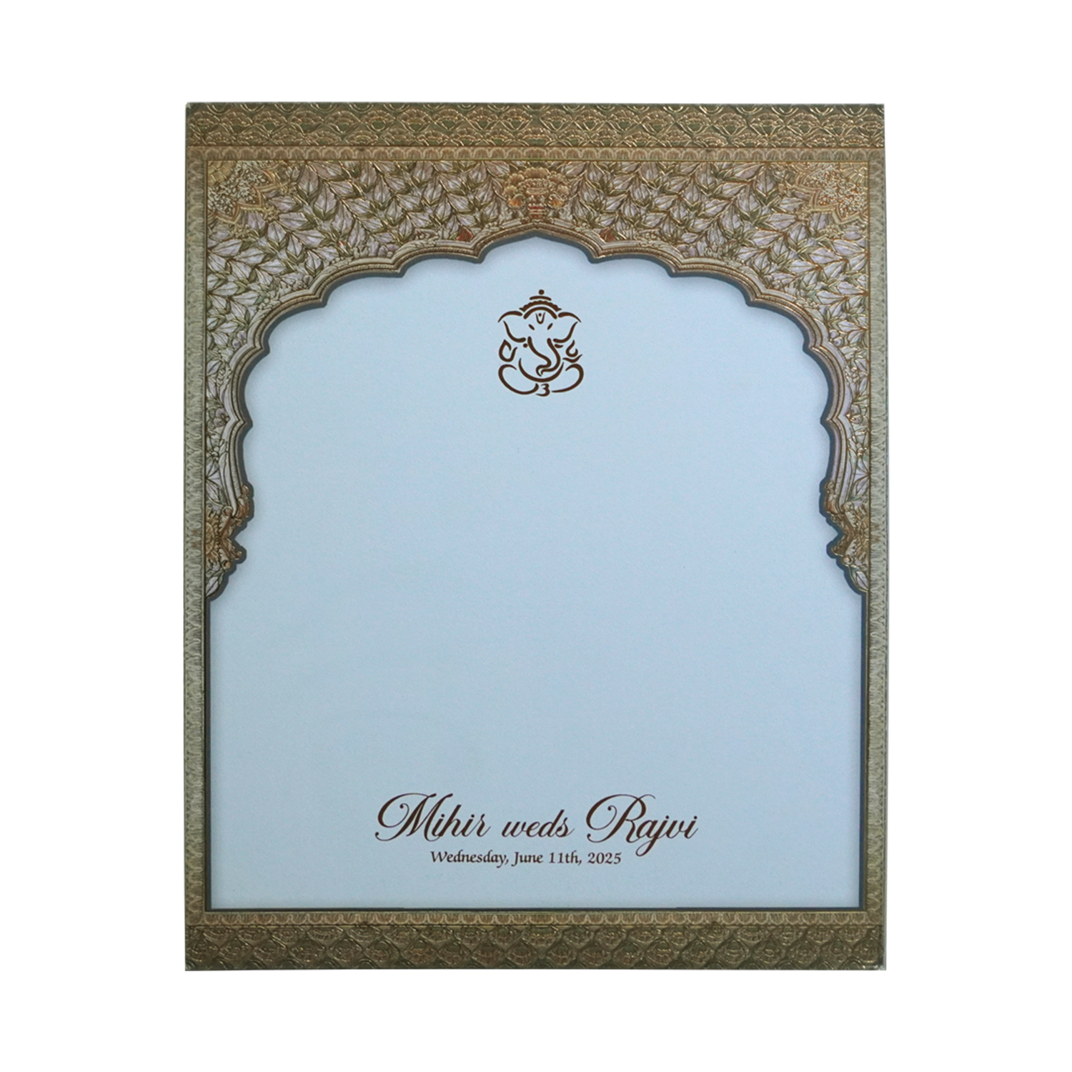 Ocean Blue Laser Cut Premium Wedding Card-KPR24230