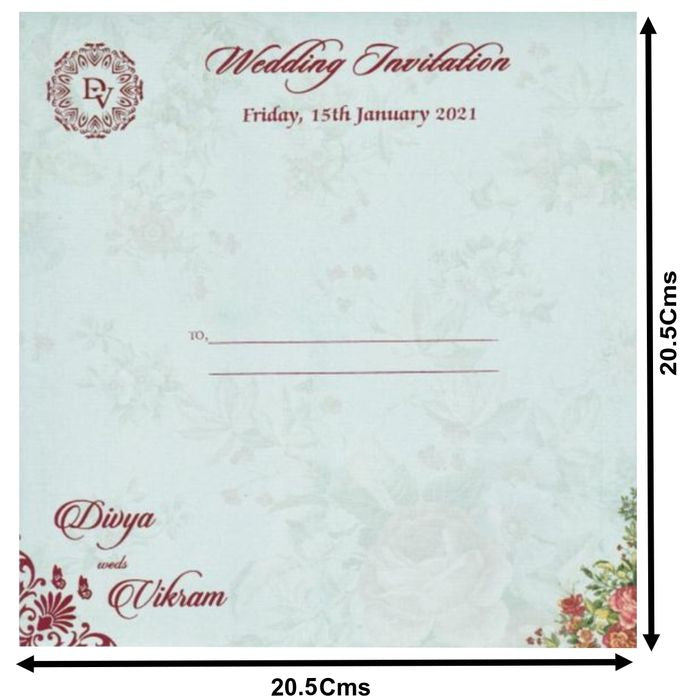 Green Offset Berry Floral Wedding Card With Name Plate-KNBY5402-King of Cards