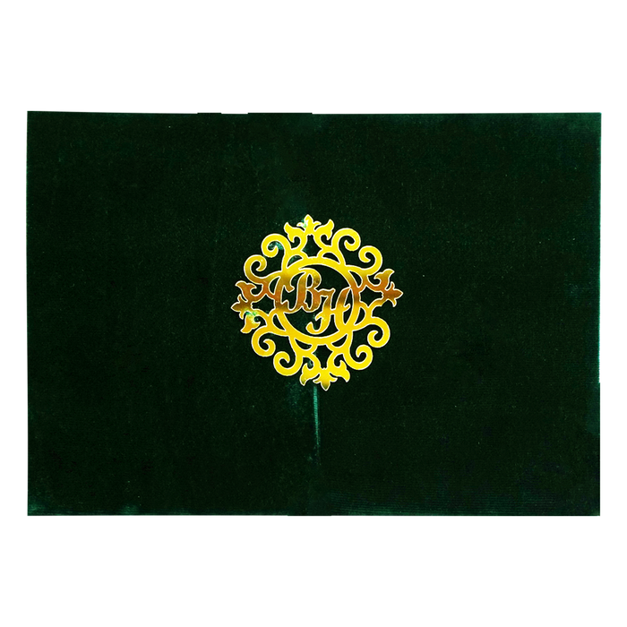 Green Velvet Fabric Invitation-King of Cards