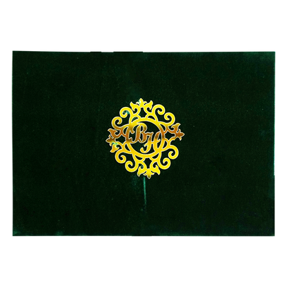 Green Velvet Fabric Invitation-King of Cards
