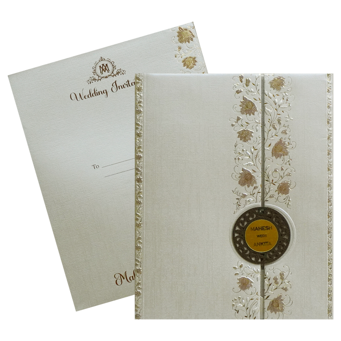 Metallic Light Brown Padded Invitation-King of Cards