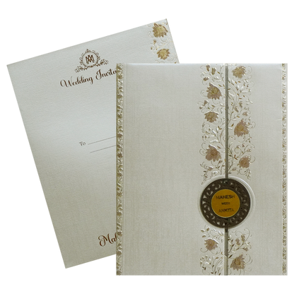 Metallic Light Brown Padded Invitation-King of Cards