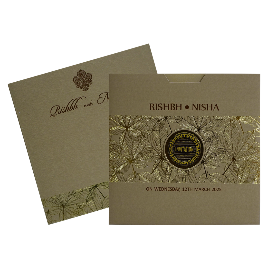 Pale Brown Wedding Invitation-KRC30272