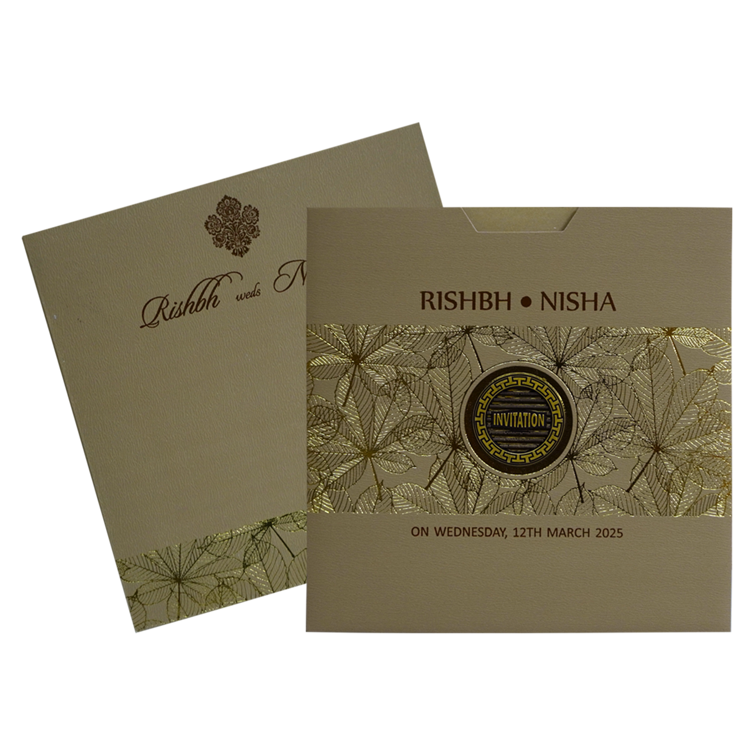 Pale Brown Wedding Invitation-KRC30272