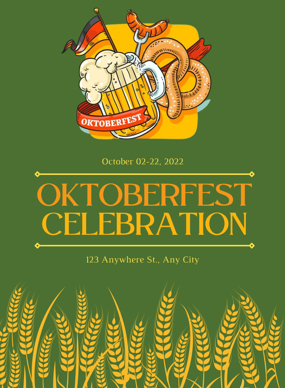Green Wheat Oktoberfest Invitation-AAOKT004