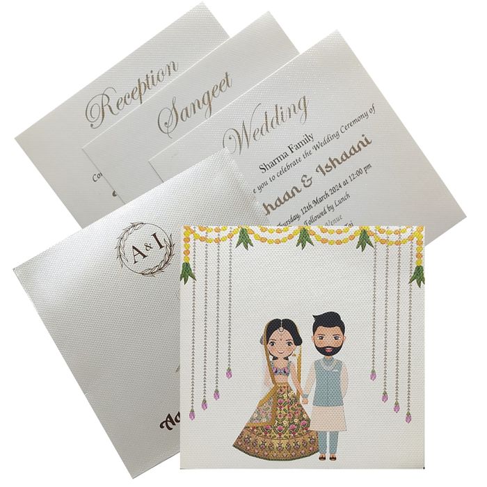 Selling Grey Texture Caricature invitation card online. Buying invitation cards made easy with King of Cards! &amp;
