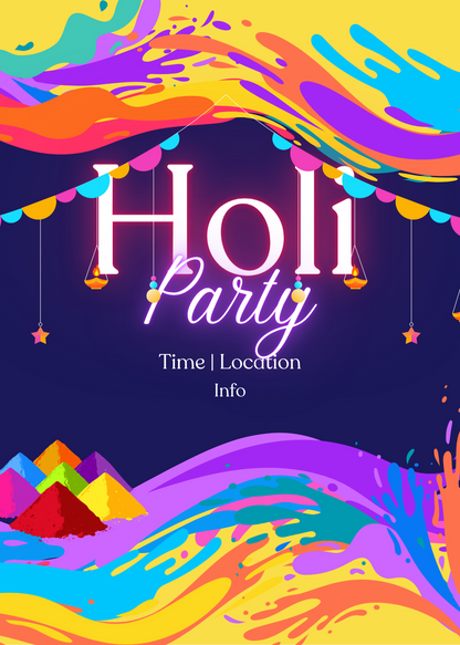 Rangeela Design Holi Party Invitation-AAHPI003