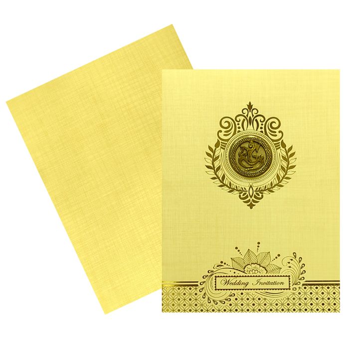 Cream Ganesha Wedding Card-King of Cards