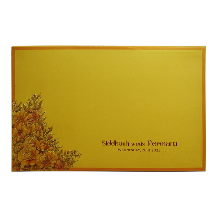 Mustard Padded Floral Invitation Card-King of Cards