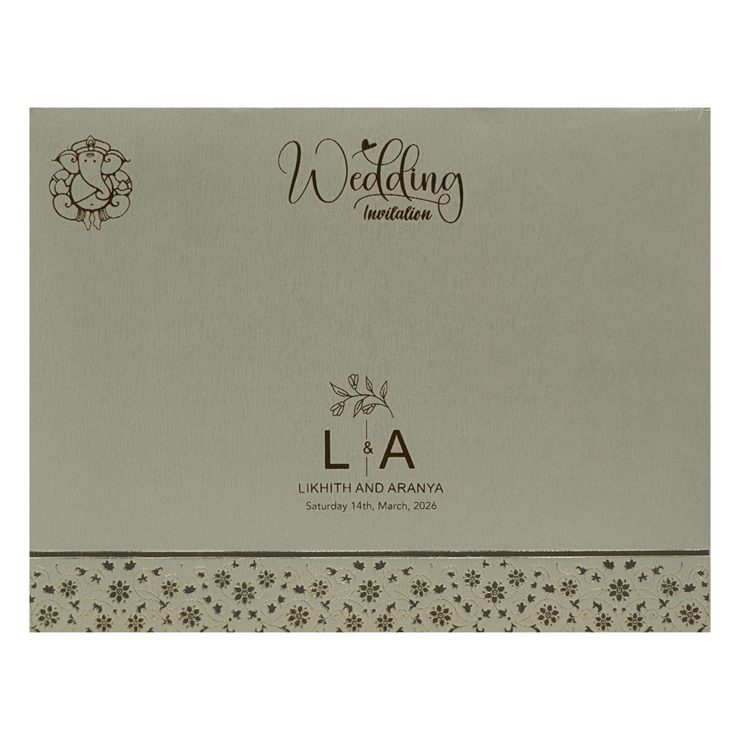 Buy Silver Floral Padded Wedding Card