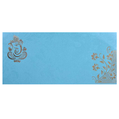 Light Blue Floral Metallic Invitation Card