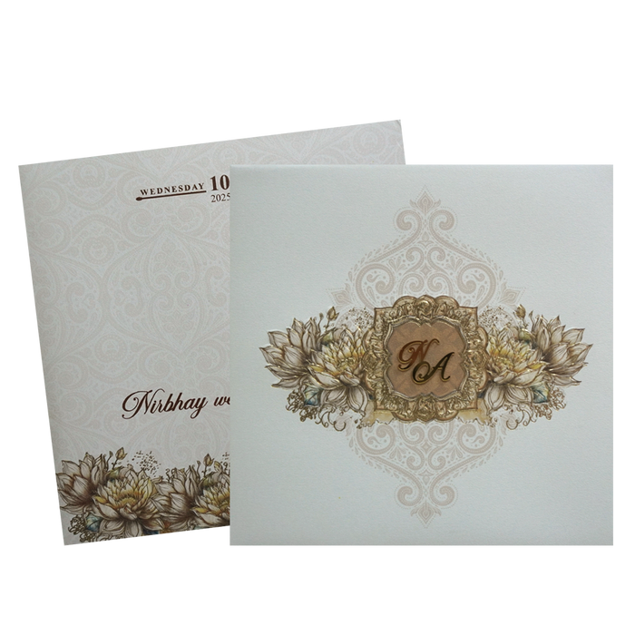 Cream Padded Premium Wedding Invitation-King of Cards
