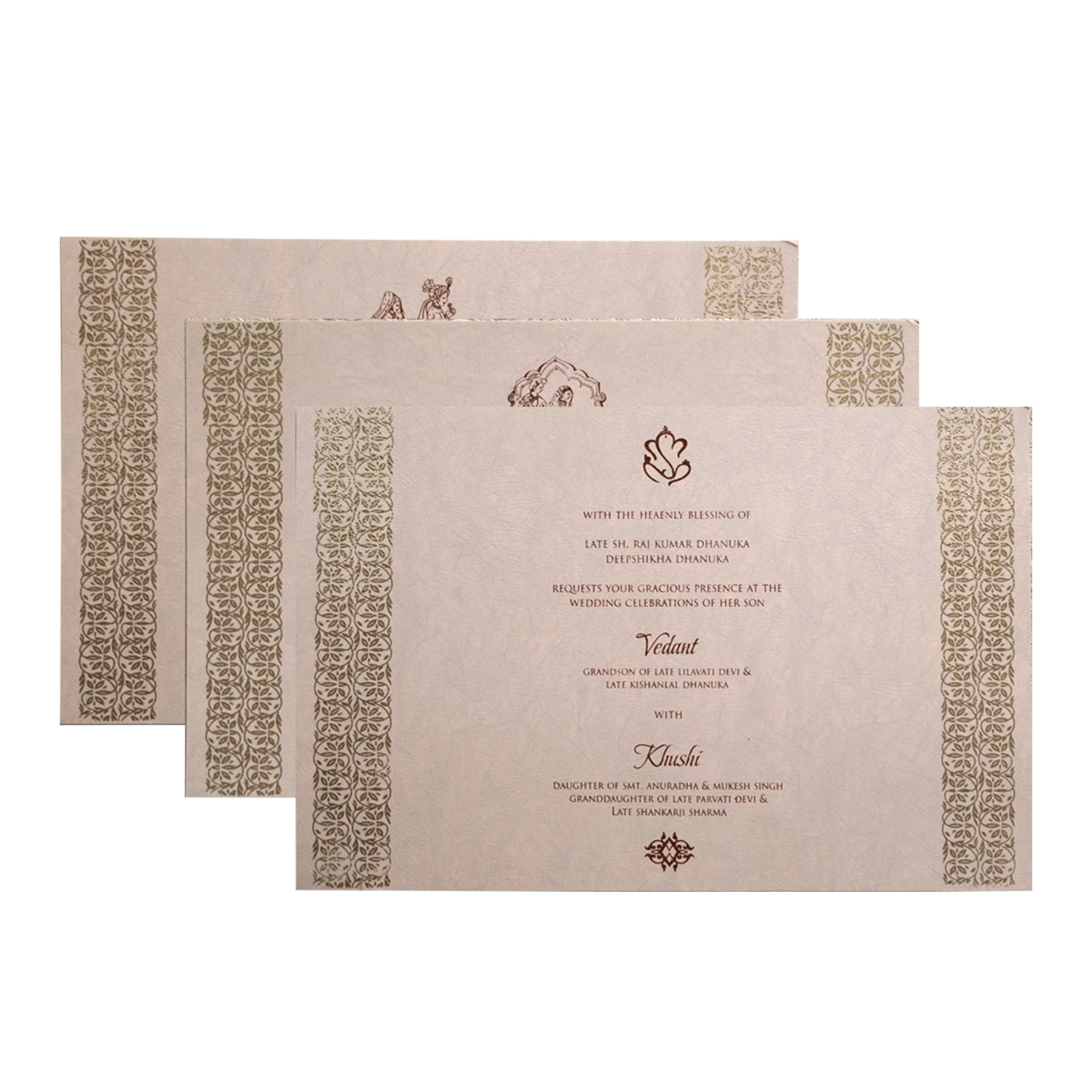 Dusty Pink Premium Embossed Marriage Card-KPR24270