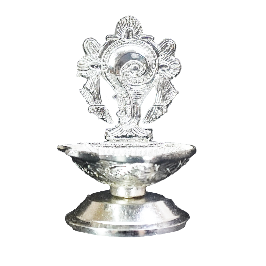 White Metal Shankh Diya-King of Cards