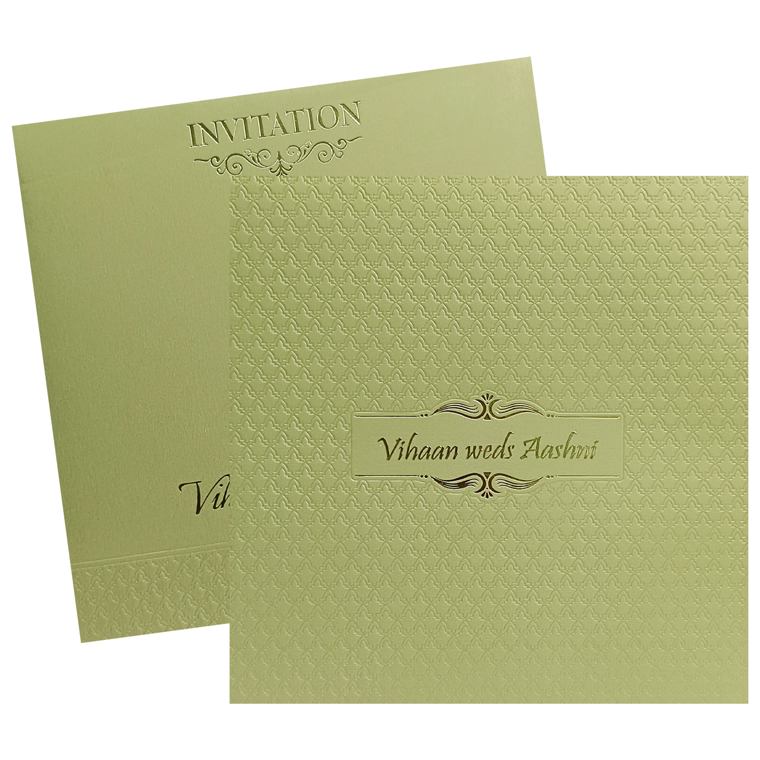 Light Olive Green Padded Invitation-KRC30471