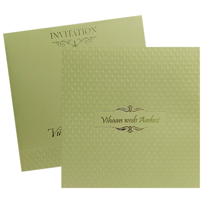 Light Olive Green Padded Invitation-KRC30471