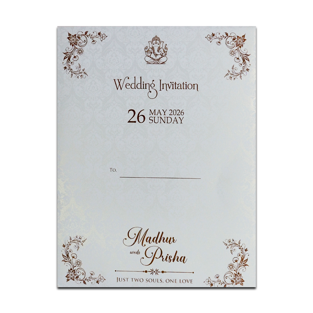 White Textured Padded Wedding Card-KSH73560