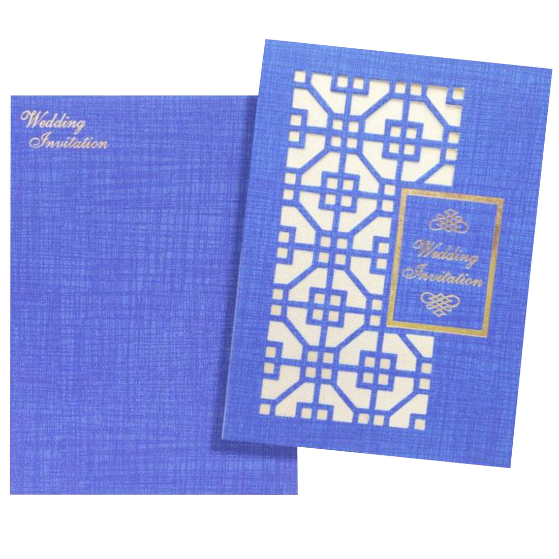 Blue Traditional Die Cut Wedding Invitation-KNCM19BI