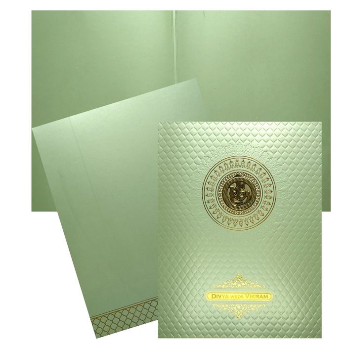 Green Metallic Ganesha Invitation Card-King of Cards