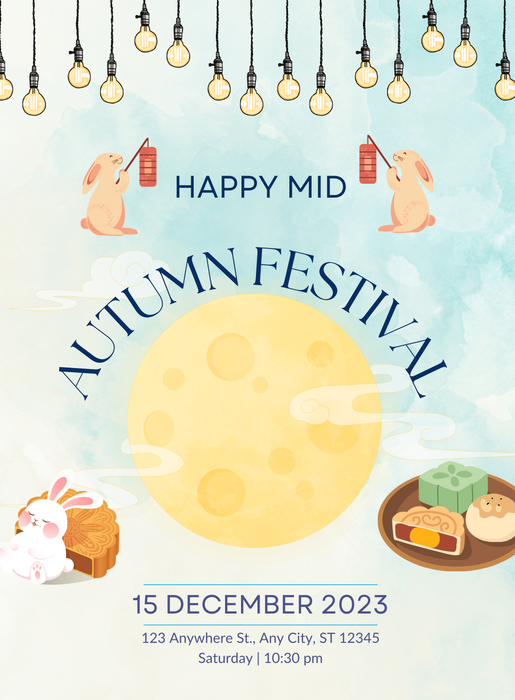 Teal and Tangerine mid-autumn festival Invitation-AAMID004