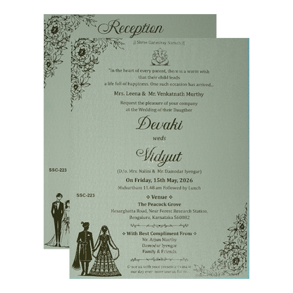 Green Gold Mandap Padded Wedding Card-KSSC2230