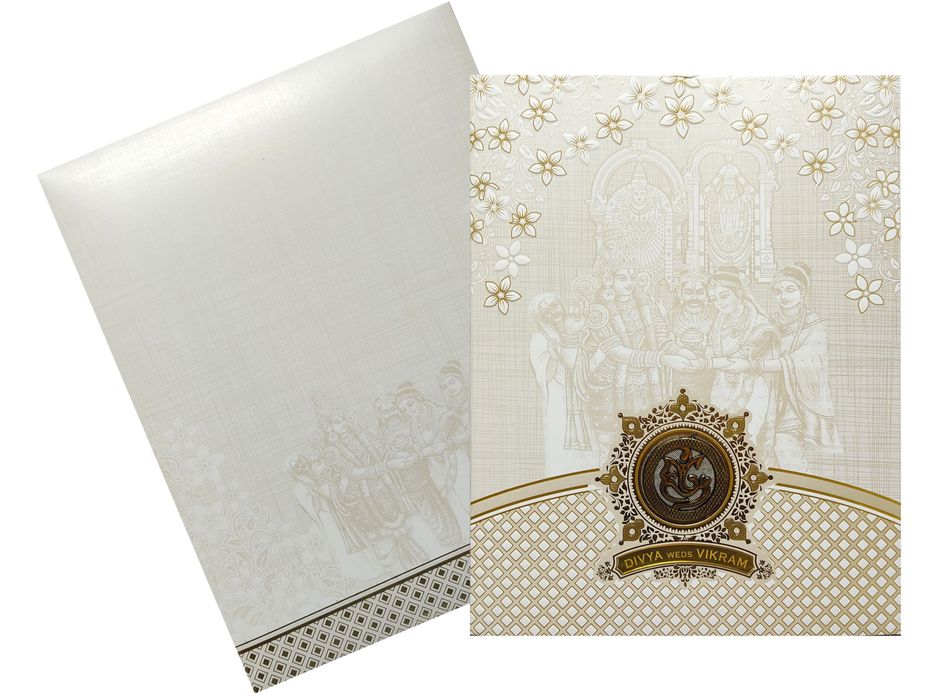 White Balaji Padmavathi  Invitation Card-KNJS2063-King of Cards