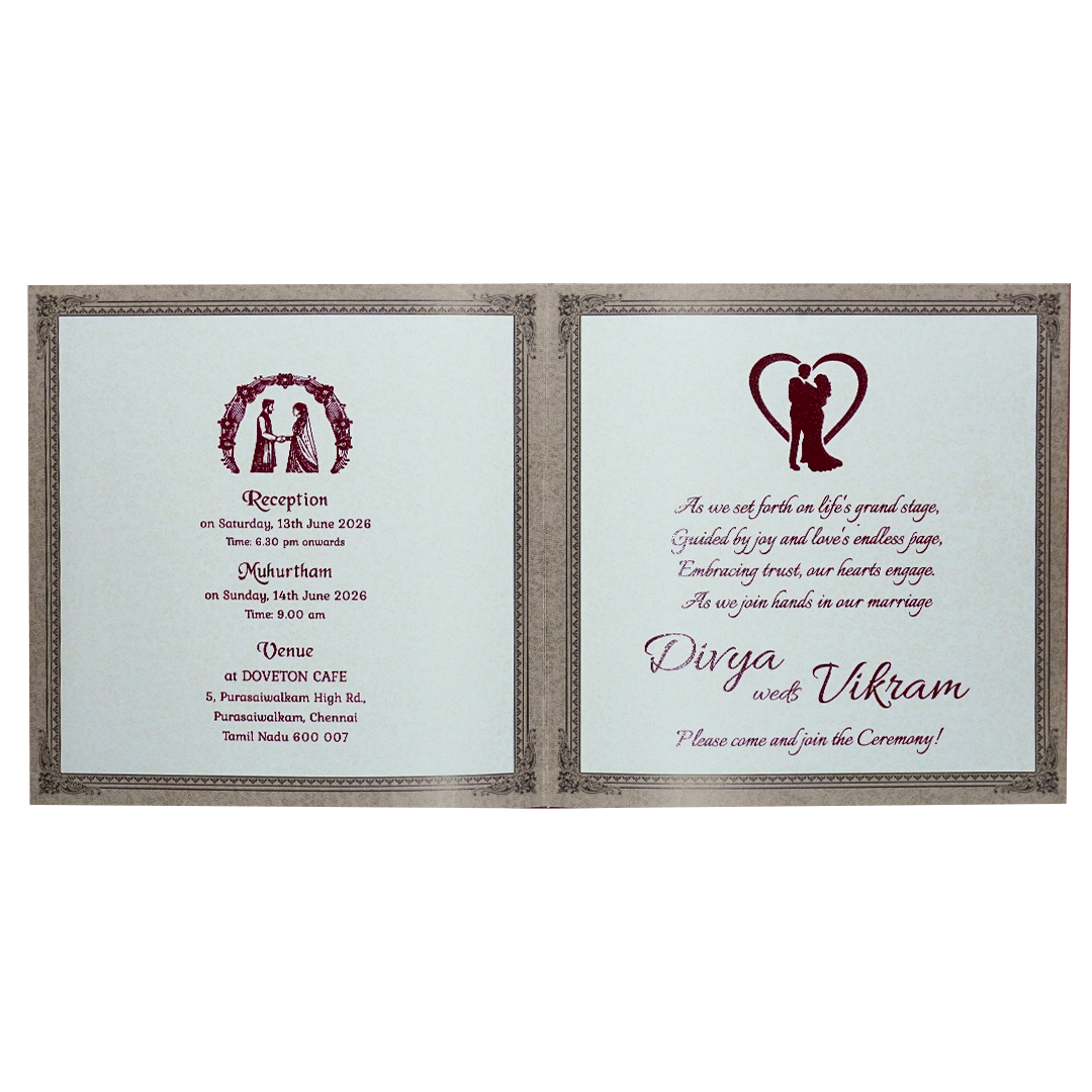 Brown Rose Floral Wedding Card-KNSN6712B