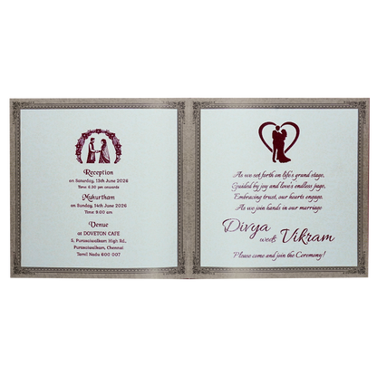 Brown Rose Floral Wedding Card-KNSN6712B