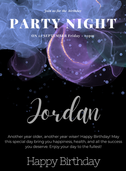 Black Elegant Birthday cards for him-AABCH009