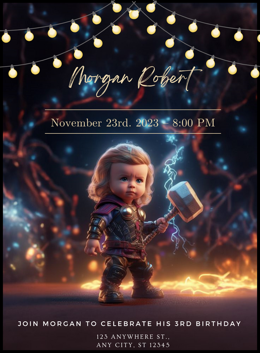 Thor Hammer Superheroes Invitation-AASHI002