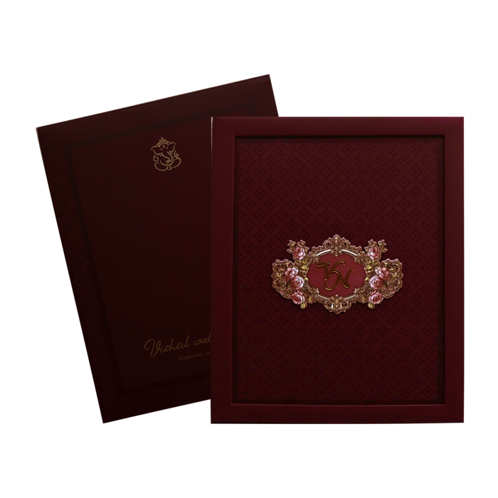 Dark Maroon Premium Invitation Card-King of Cards
