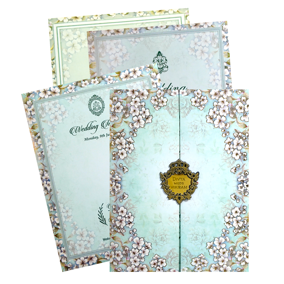 Pastel Green Floral Arch Invitation Card-KNKC4072